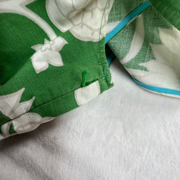 Boden Womens Green White Floral Sleeveless Cotton Shift Dress 10L V-Neck WH133 - Picture 3 of 10